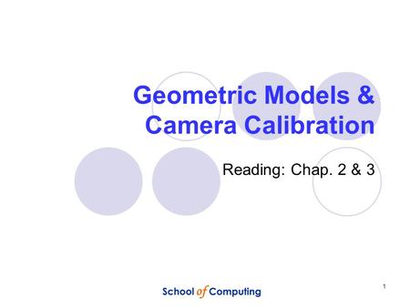 Geometric Models & Camera Calibration