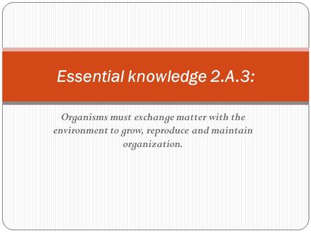 Essential knowledge 2.A.3: