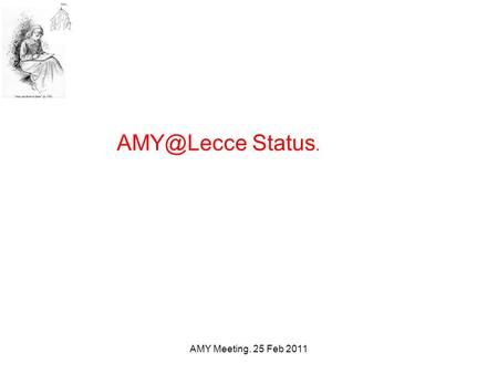 AMY Meeting. 25 Feb 2011 Status.. AMY Meeting. 25 Feb 2011 AMY- First tests in Lecce AstroParticle Lab Signal Generator R&S SMB100A 9kHz to.