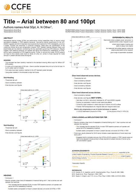 Title – Arial between 80 and 100pt Authors names Arial 50pt, A. N Other 1, 1 Associations Arial 28 pt 2 EURATOM/Culham Fusion Association, Culham Science.