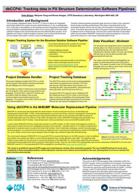 Authors Project Database Handler The project database handler dbCCP4i is a small server program that handles interactions between the job database and.