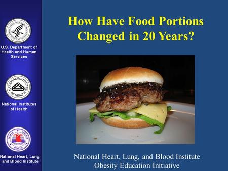 How Have Food Portions Changed in 20 Years? National Heart, Lung, and Blood Institute Obesity Education Initiative.