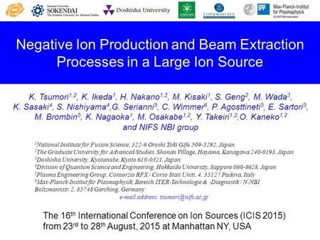 Negative Ion Production and Beam Extraction Processes in a Large Ion Source K. Tsumori1,2, K. Ikeda1, H. Nakano1,2, M. Kisaki1, S. Geng2, M. Wada3, K.