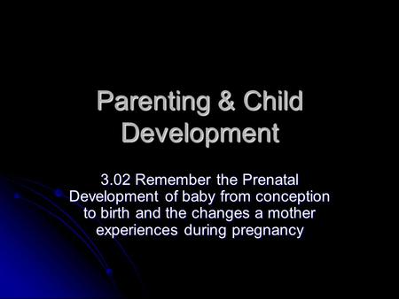 Parenting & Child Development