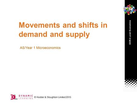 OCR A Level Economics AS/Year 1 Microeconomics © Hodder & Stoughton Limited 2015 Movements and shifts in demand and supply.