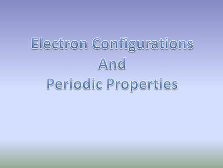 Electron Configurations