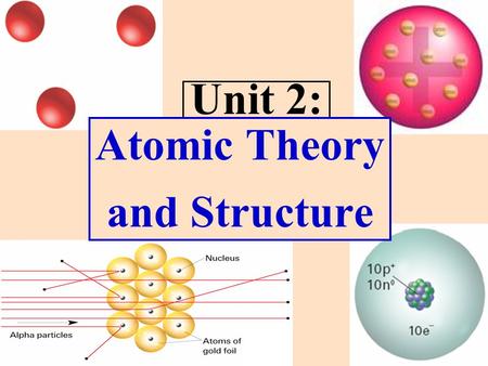 Unit 2: Atomic Theory and Structure. (c. 400 B.C.) Democritus proposed that “atomos” are indivisible. Atom: smallest particle of matter that retains its.