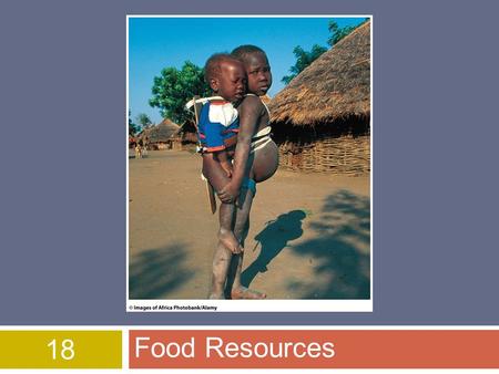 18 Food Resources. World Food Security  Feeding growing population is difficult  852 Mil people lack access to food (needed for healthy lives)  3 Billion.