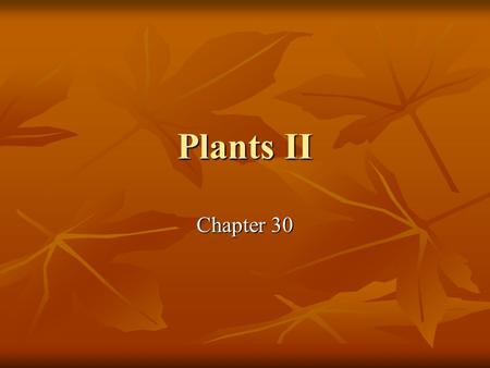 Plants II Chapter 30. What you need to know! Key adaptations to life on land unique to seed plants. Key adaptations to life on land unique to seed plants.