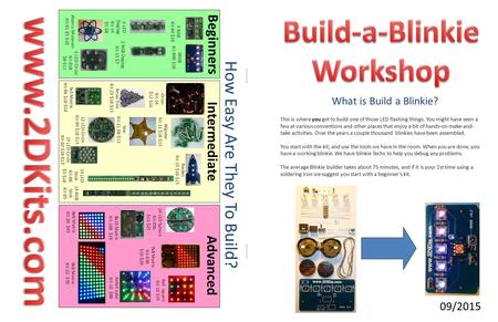 What is Build a Blinkie? This is where you get to build one of those LED flashing things. You might have seen a few at various conventions and other places.