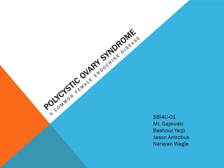 POLYCYSTIC OVARY SYNDROME A COMMON FEMALE ENDOCRINE DISEASE SBI4U-01 Mr. Gajewski Bashour Yazji Jason Antrobus Narayan Wagle.