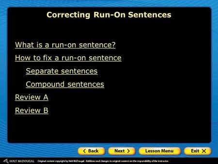 Correcting Run-On Sentences