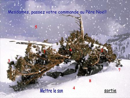 2 Mesdames, passez votre commande au Père Noël! 1 3 sortie 4 5 6 7 8.