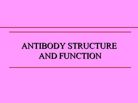 ANTIBODY STRUCTURE AND FUNCTION