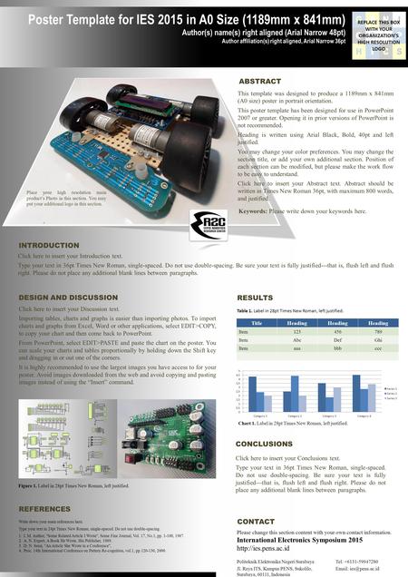 Poster Template for IES 2015 in A0 Size (1189mm x 841mm) Author(s) name(s) right aligned (Arial Narrow 48pt) Author affiliation(s) right aligned, Arial.