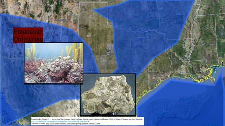 Paleozoic: Ordovician Picture Credits:  &http://www.sunstar-solutions.com/sunstar/geology/Permian/PermianTX.htm.