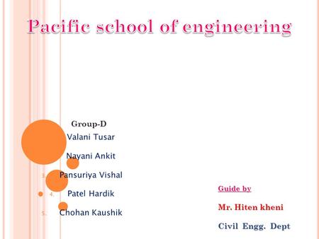 Group-D Group-D Guide by Mr. Hiten kheni Mr. Hiten kheni Civil Engg. Dept Civil Engg. Dept.