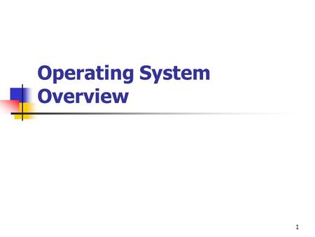 1 Operating System Overview. 2 Today’s Objectives Explain the main purpose of operating systems and describe milestones of OS evolution Explain fundamental.