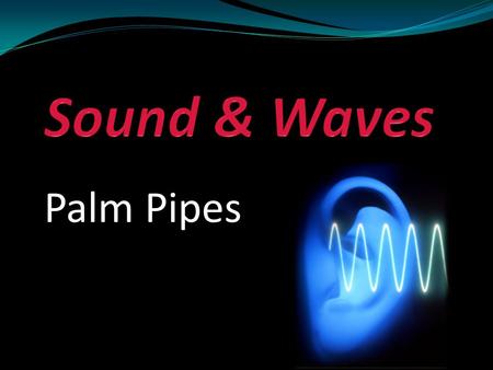 Palm Pipes. Objective Students will be able to create vibrations, which we hear as music, in order to understand basic properties of sound and waves.