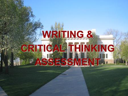 Writing Assessment WRITING & CRITICAL THINKING ASSESSMENT.