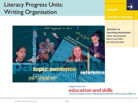 © 2006 www.teachit.co.uk14979 Literacy Progress Units: Writing Organisation.