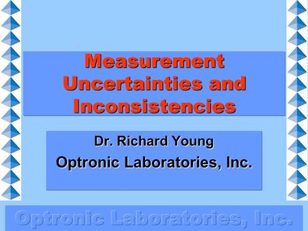 Measurement Uncertainties and Inconsistencies Dr. Richard Young Optronic Laboratories, Inc.