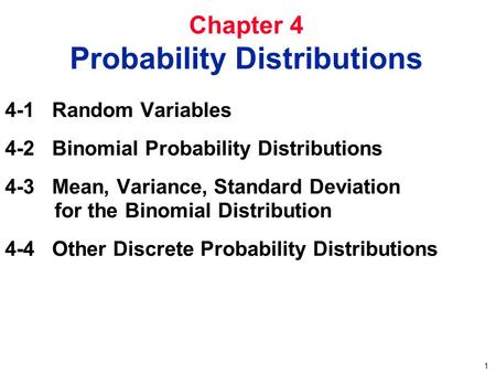 Chapter 4 Probability Distributions