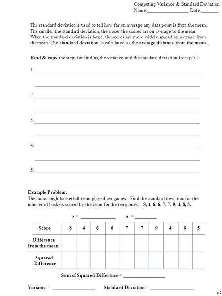 Computing Variance & Standard Deviation