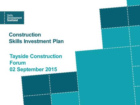 Construction Skills Investment Plan Tayside Construction Forum 02 September 2015.