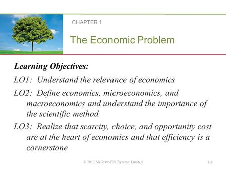 Learning Objectives: The Economic Problem LO1: Understand the relevance of economics LO2: Define economics, microeconomics, and macroeconomics and understand.