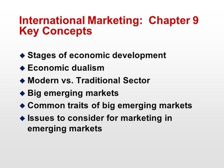 Stages of Economic Development