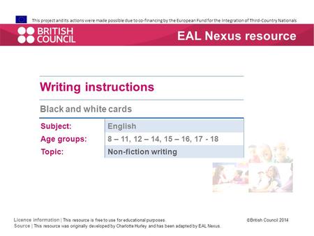 This project and its actions were made possible due to co-financing by the European Fund for the Integration of Third-Country Nationals Writing instructions.