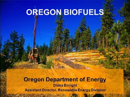 OREGON BIOFUELS Oregon Department of Energy Diana Enright Assistant Director, Renewable Energy Division.