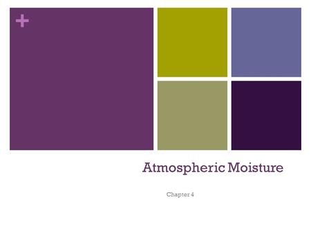 + Atmospheric Moisture Chapter 4. + Learning Targets LT #1: I can describe the movement of water through the hydrologic cycle. LT #2: I can summarize.