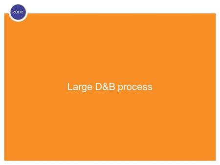 Large D&B process. Framework - deliverables Contract Budget Timeplan SOW BriefSpecificationProductGo liveProject review Initiate Explore Concept Produce.