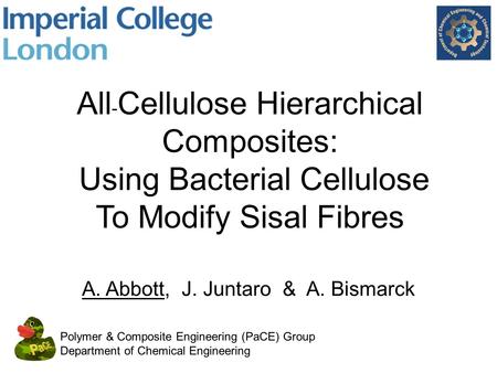 All - Cellulose Hierarchical Composites: Using Bacterial Cellulose To Modify Sisal Fibres Polymer & Composite Engineering (PaCE) Group Department of Chemical.