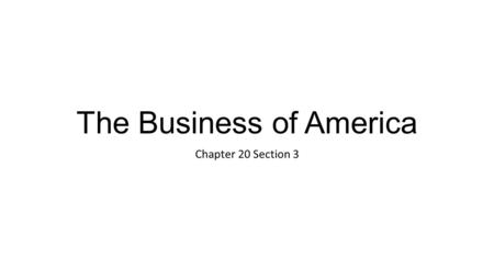 The Business of America