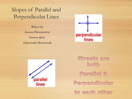 Slopes of Parallel and Perpendicular Lines