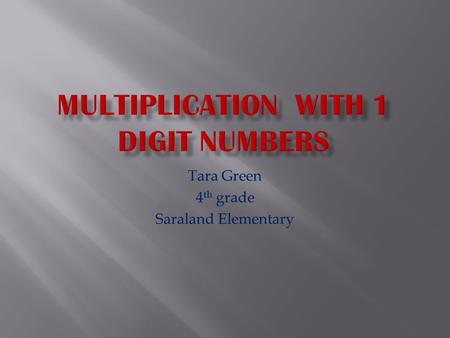 Tara Green 4 th grade Saraland Elementary. Multiplication (with 1 Digit Numbers) Just imagine that you live on a street filled with students your age.