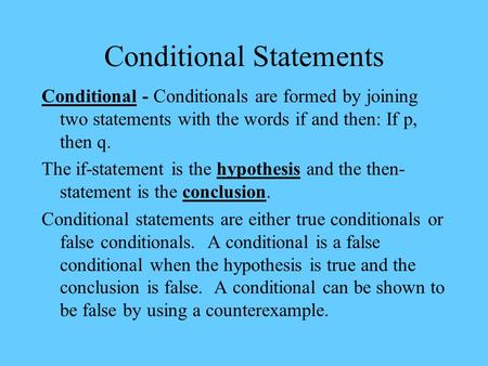 Conditional Statements