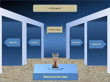 Museum Entrance Welcome to the Lobby Room One Room Two Room Four Room Three A Museum Visit the Curator.