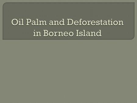  Recently, there has been a great expansion in the plantation of oil palm. Palm oil is used for cooking and can substitute the much more expensive.