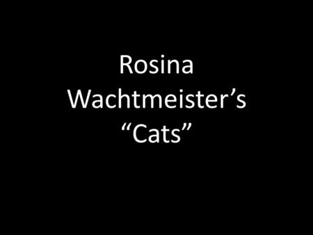 Rosina Wachtmeister’s “Cats”. Born in Vienna in 1939, Rosina Wachtmeister studied art in Brazil and currently lives with her family and many animals.