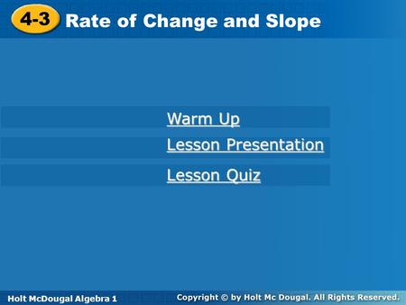 Rate of Change and Slope