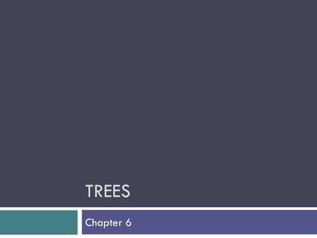 TREES Chapter 6. Chapter Objectives  To learn how to use a tree to represent a hierarchical organization of information  To learn how to use recursion.