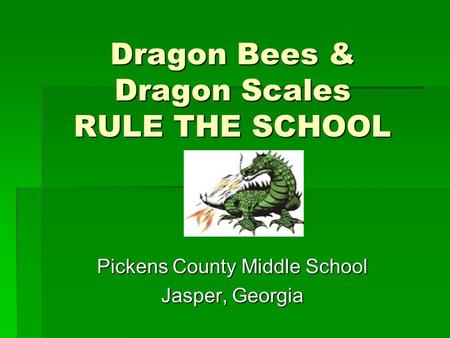 Dragon Bees & Dragon Scales RULE THE SCHOOL Pickens County Middle School Jasper, Georgia.