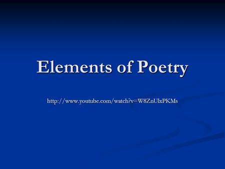 Elements of Poetry