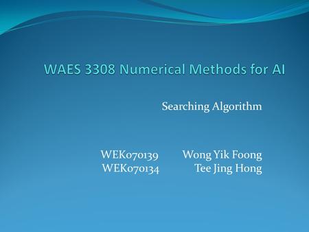 WAES 3308 Numerical Methods for AI