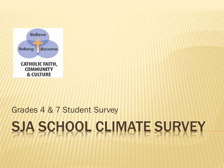 Grades 4 & 7 Student Survey. “Whoever welcomes me, welcomes not me, but the one who sent me.” - Mark 9:37.