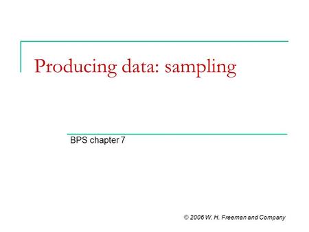 Producing data: sampling BPS chapter 7 © 2006 W. H. Freeman and Company.